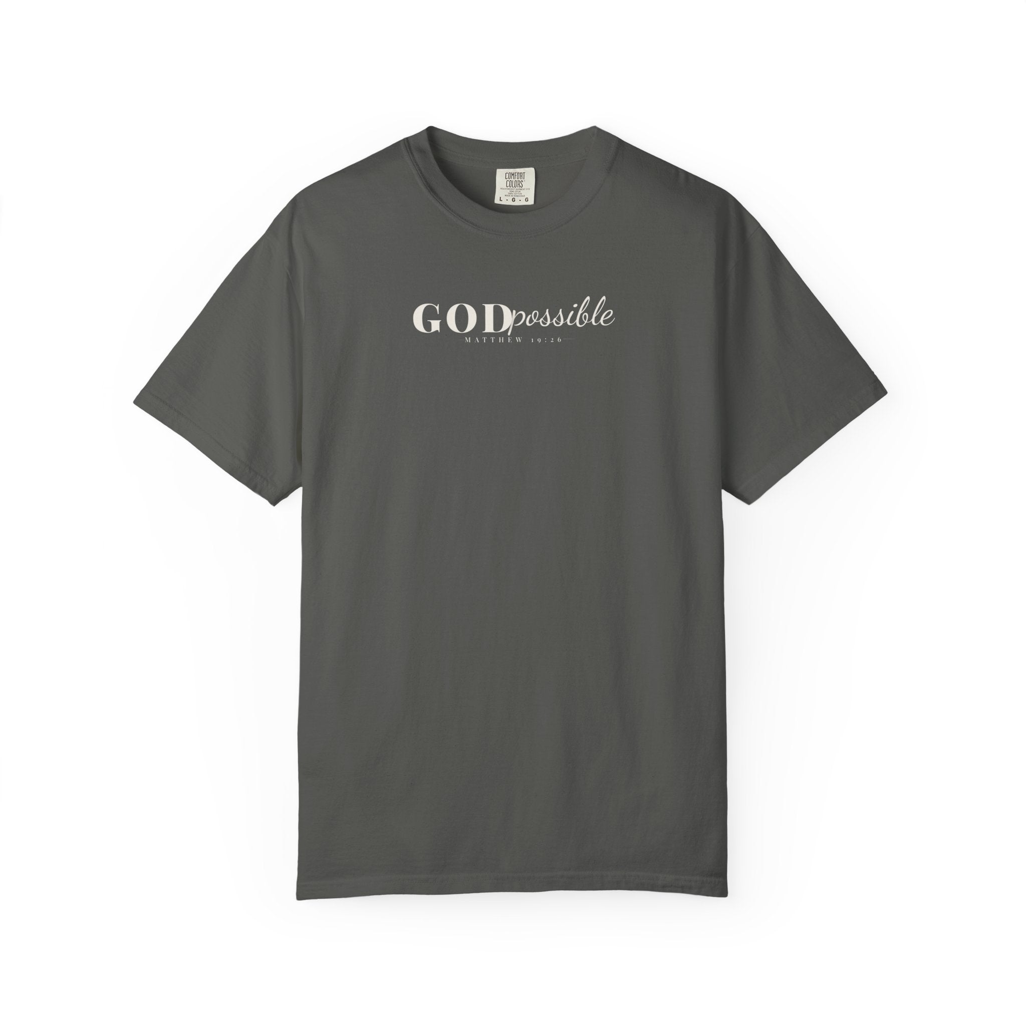 Godpossible Tee – Matthew 19:26 Christian Shirt | Faith Graphic Tee | Comfort Colors T-Shirt