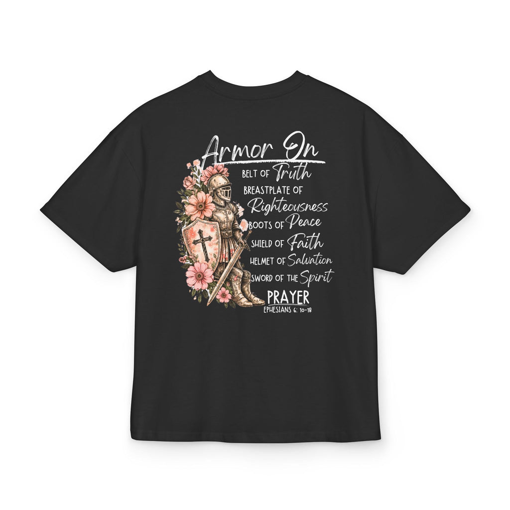Armor On Oversized Christian Tee – Ephesians 6:10-18 Faith Shirt