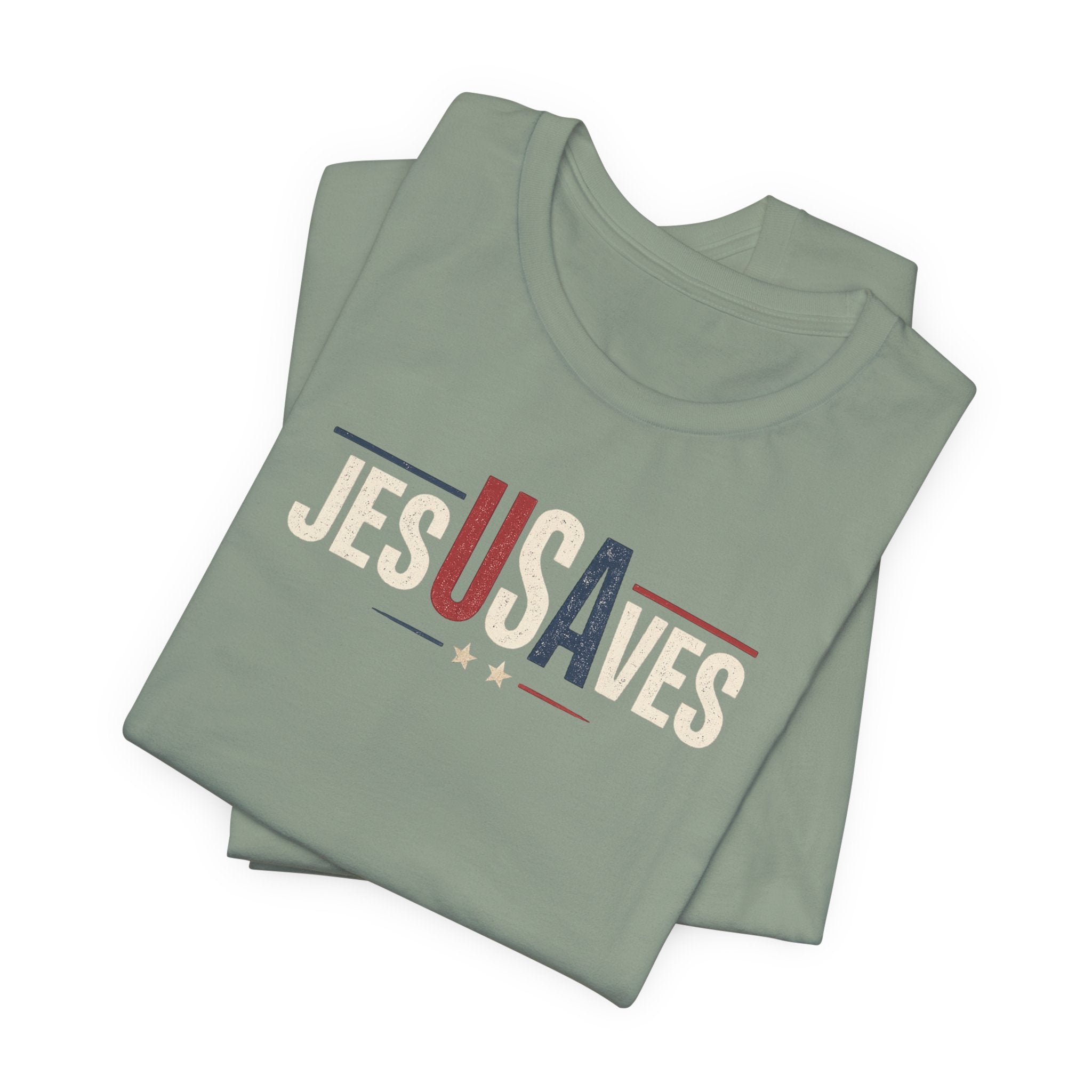 Jesus Saves Patriotic T‑Shirt — 'JesUSAves' Christian Tee