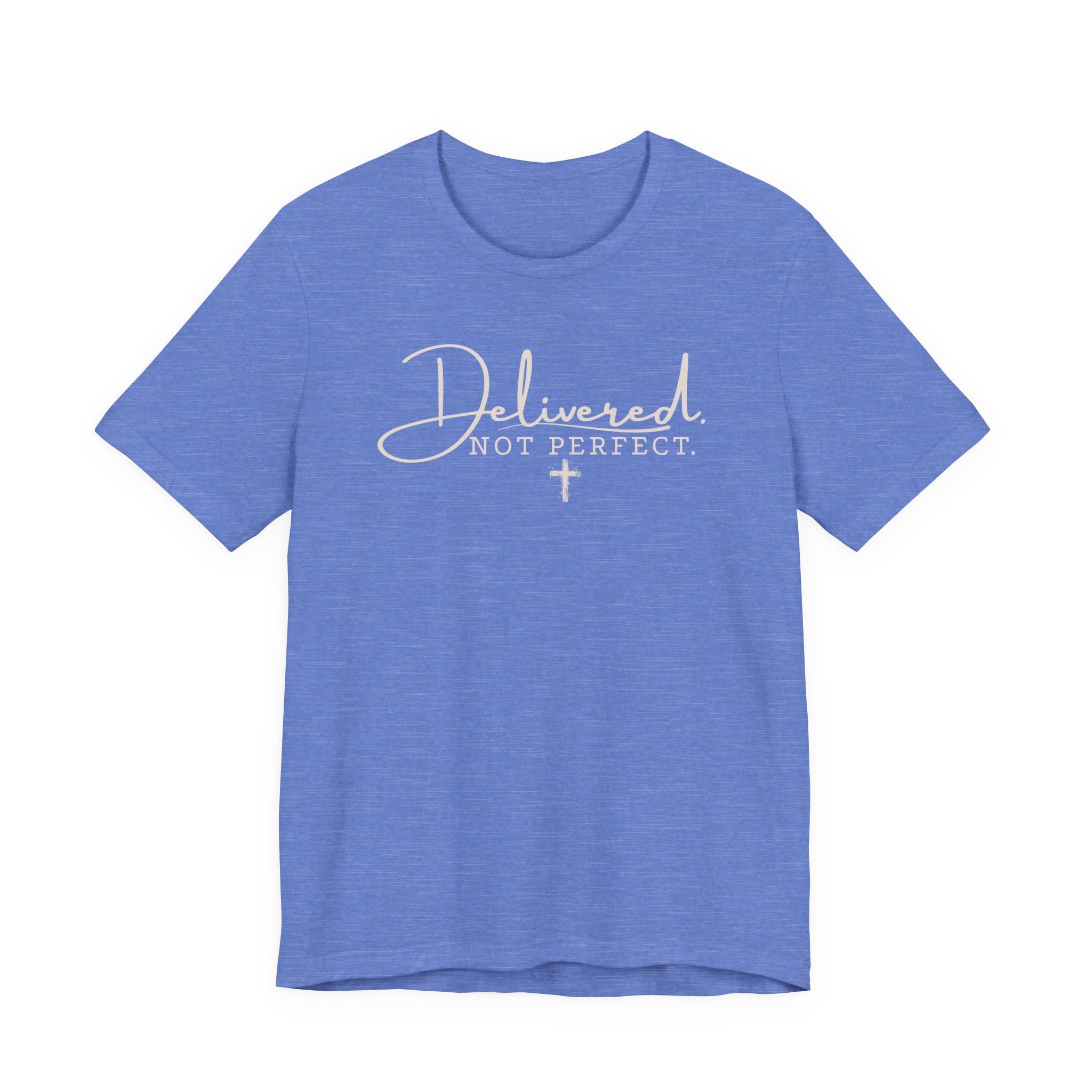 Delivered Not Perfect T-Shirt — Christian Faith Tee with Cross