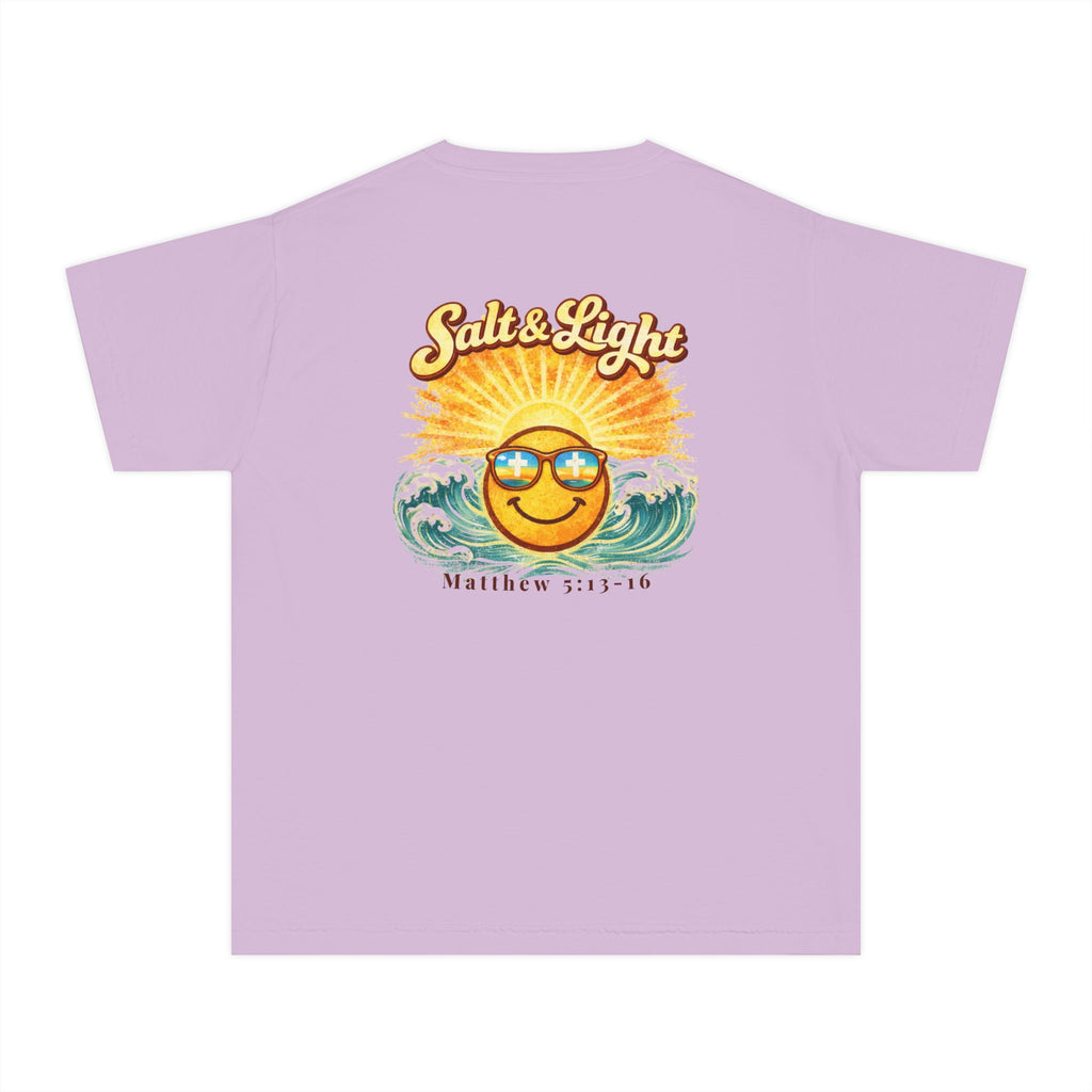 Youth Tee — "Salt & Light" Smiling Sun Graphic (Matthew 5:13-16)