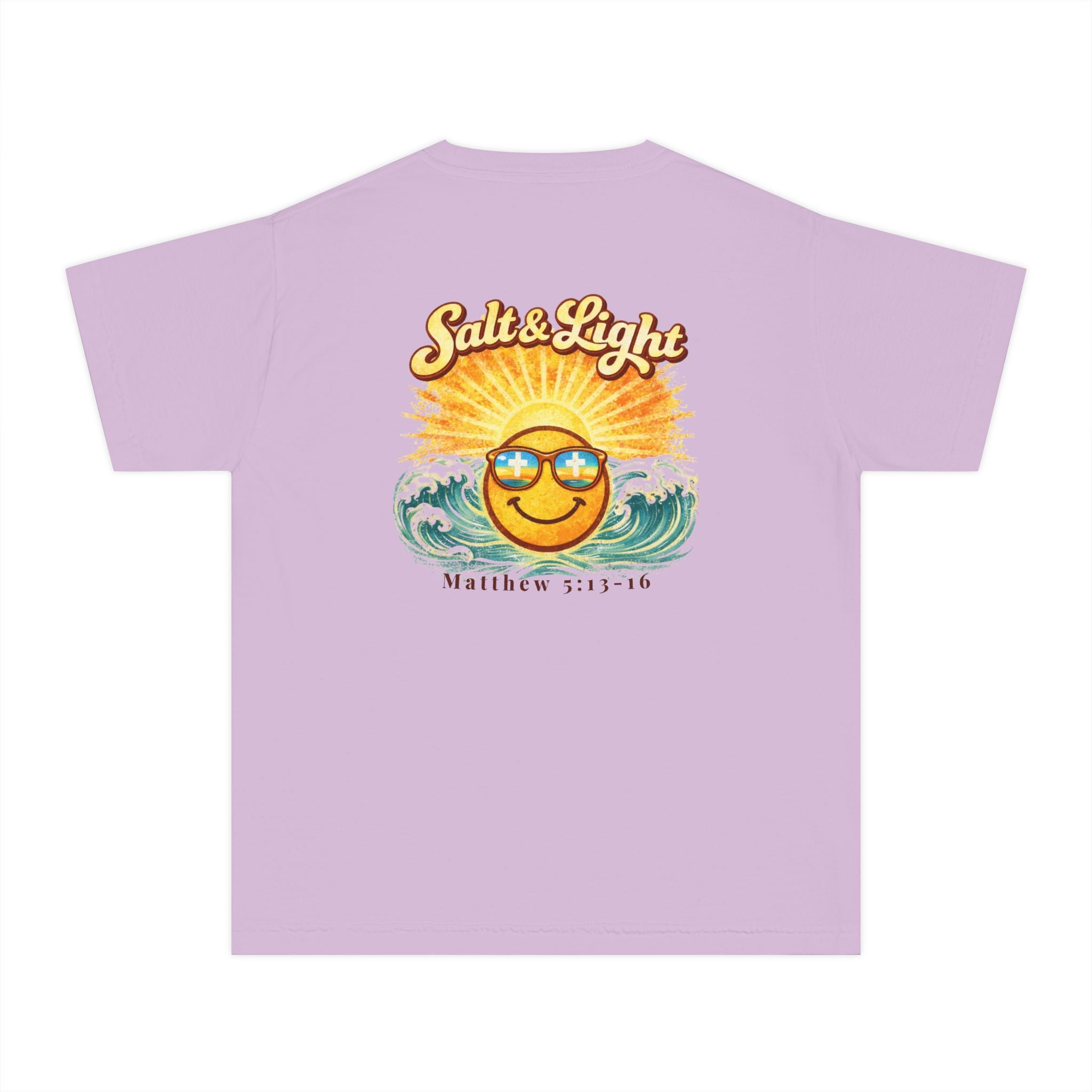 Youth Tee — "Salt & Light" Smiling Sun Graphic (Matthew 5:13-16)