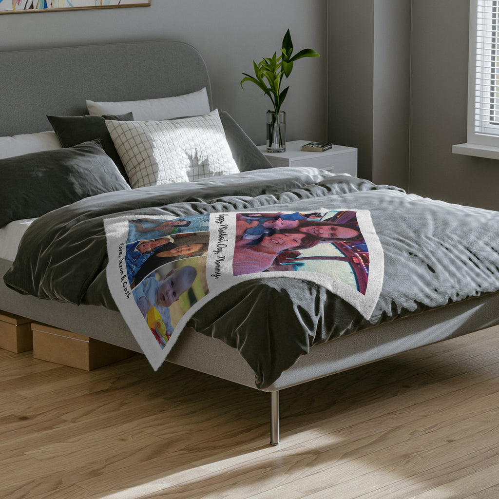Personalized Photo Collage Blanket — "Happy Mother's Day, Mommy" Velveteen Throw