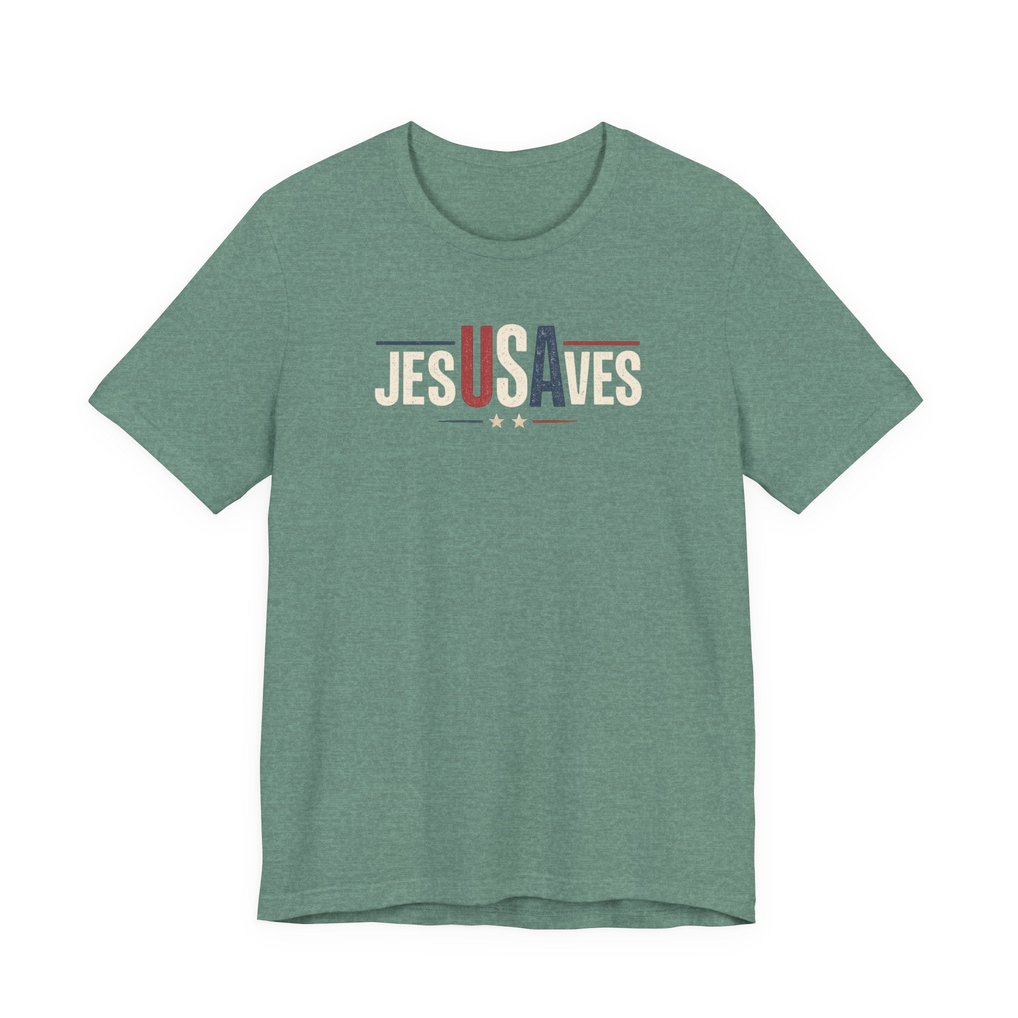 Jesus Saves Patriotic T‑Shirt — 'JesUSAves' Christian Tee
