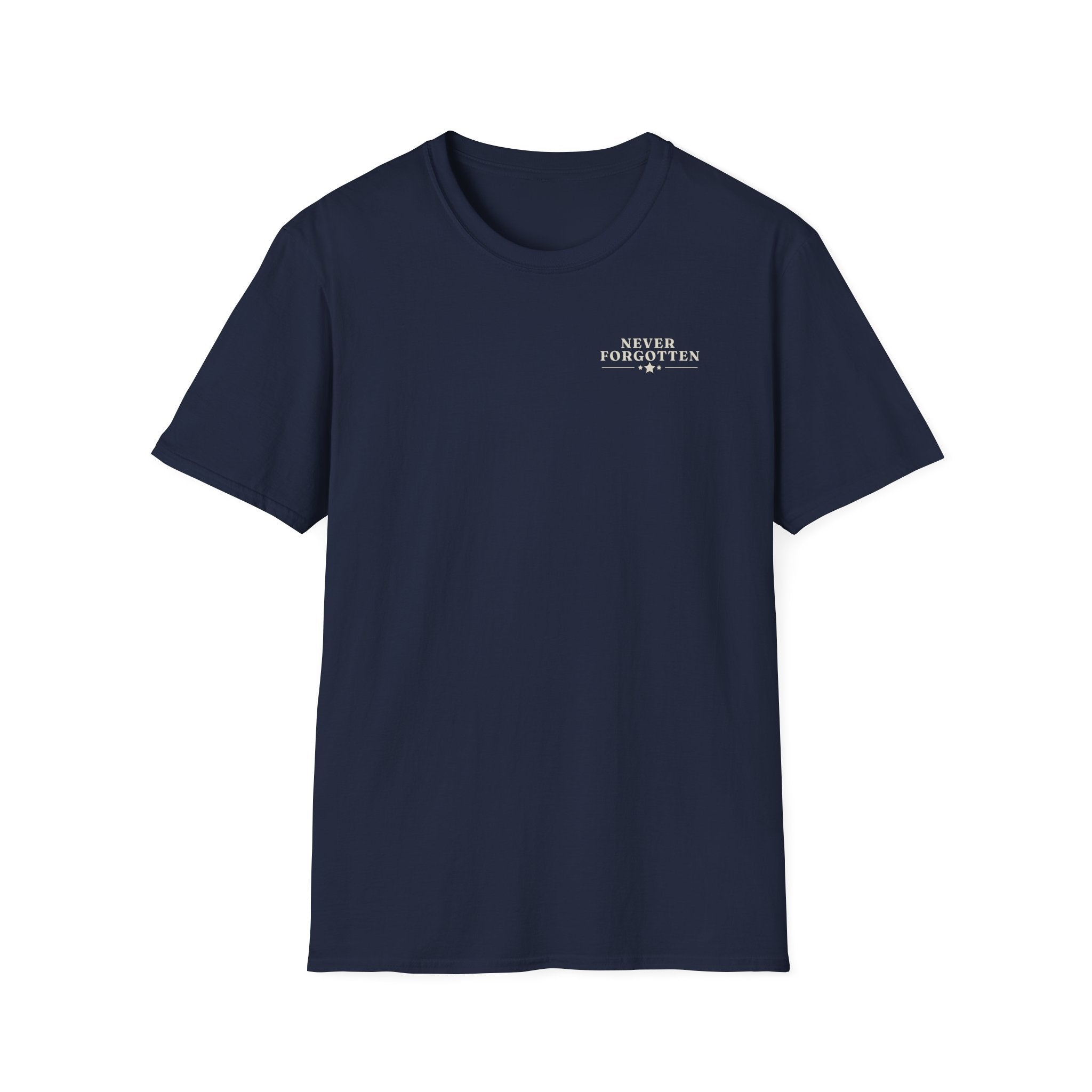 Memorial Military T-Shirt — "Never Forgotten" Fallen Soldier Tribute