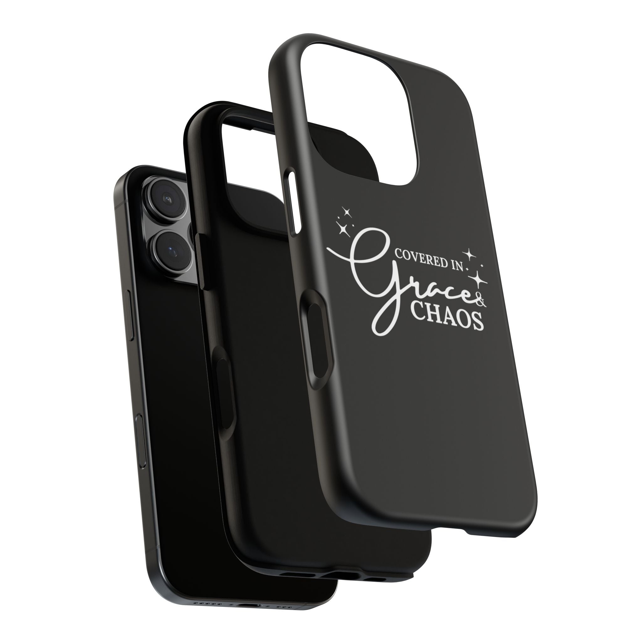 Covered in Grace & Chaos Phone Case — Inspirational Black Tough Case