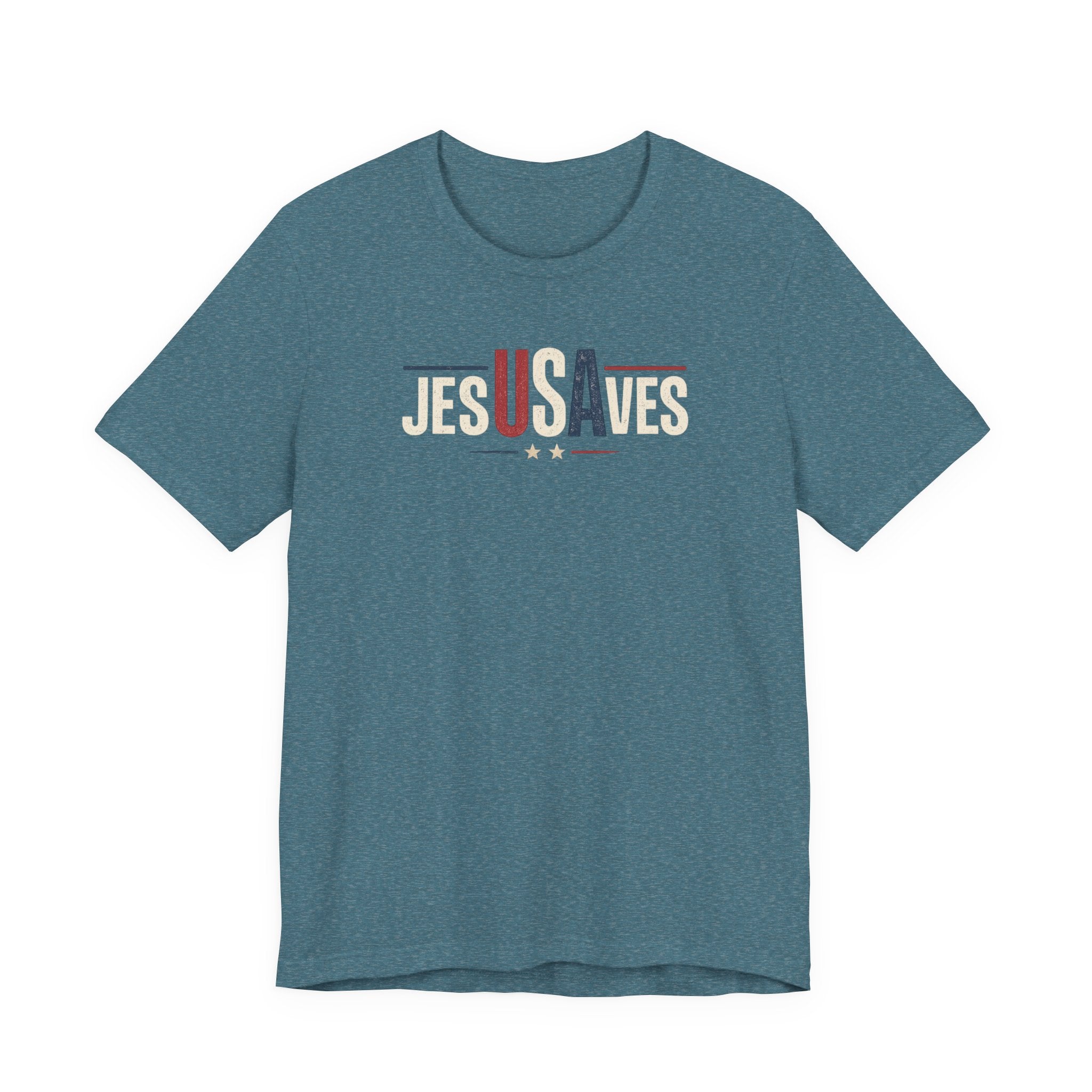 Jesus Saves Patriotic T‑Shirt — 'JesUSAves' Christian Tee