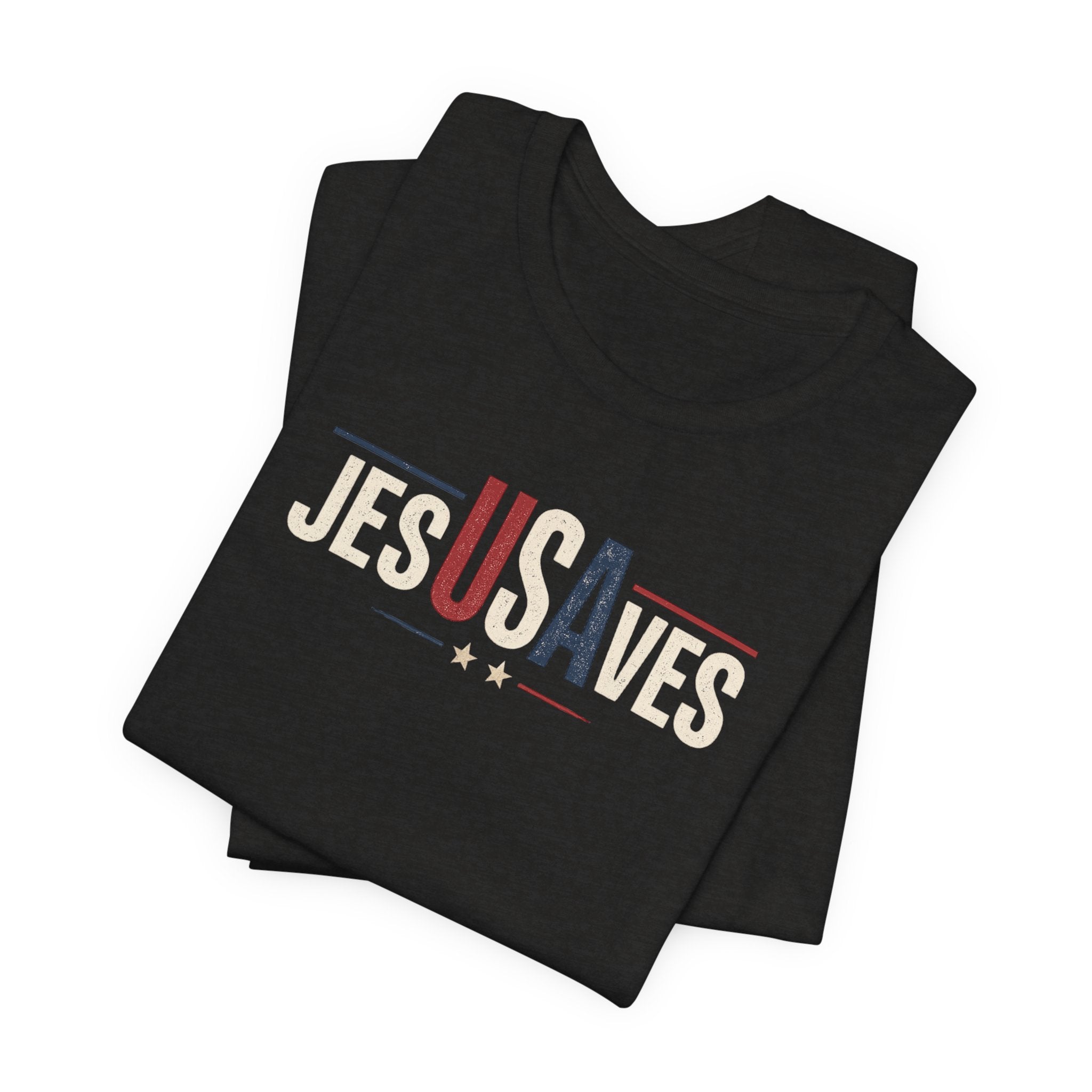 Jesus Saves Patriotic T‑Shirt — 'JesUSAves' Christian Tee