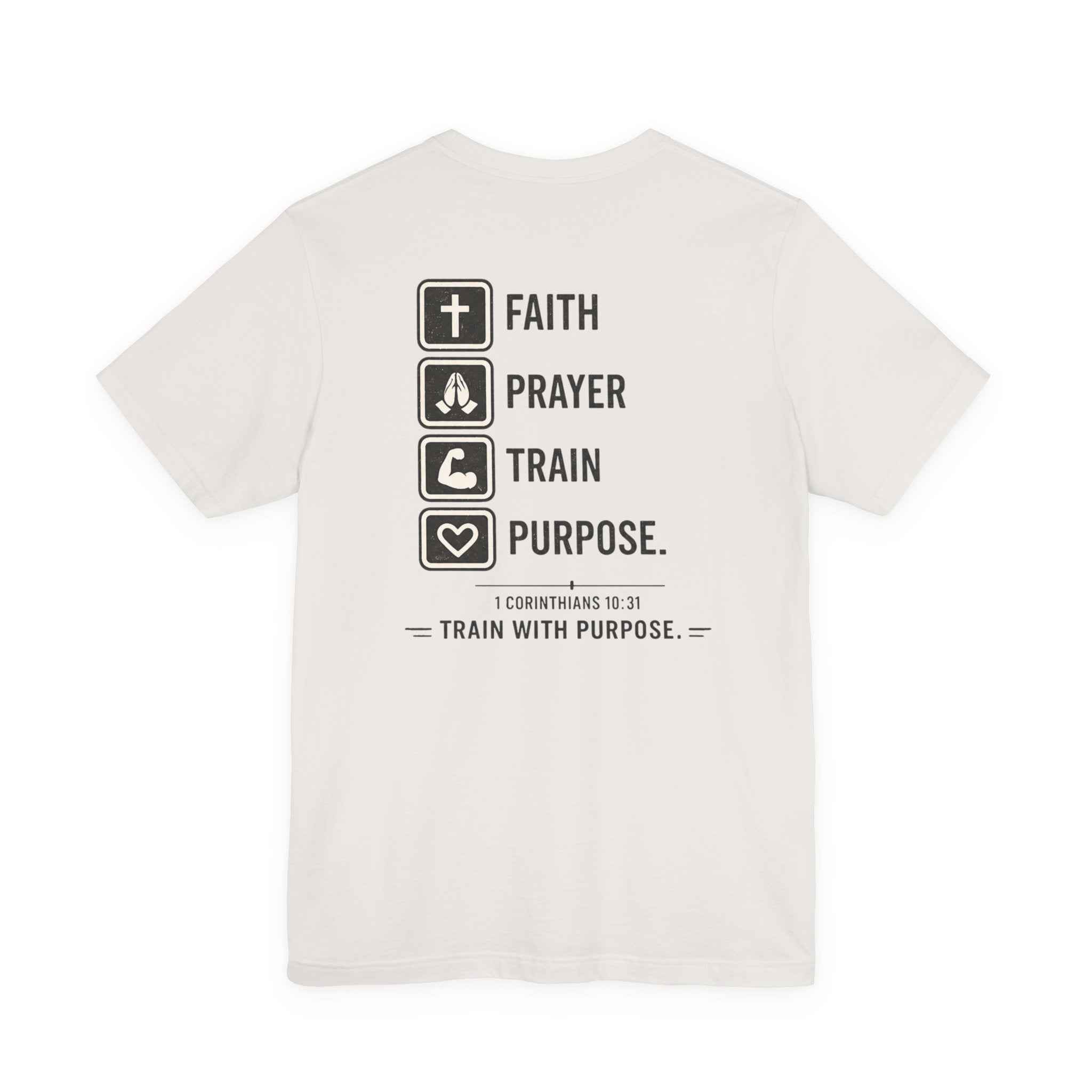 Faith Prayer Train Purpose Shirt | Christian Gym Tee | Bella Canvas Workout Shirt | Train With Purpose Tee