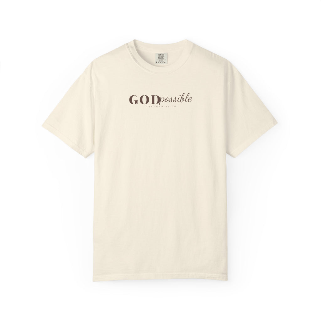 Godpossible Tee – Matthew 19:26 Christian Shirt | Faith Graphic Tee | Comfort Colors T-Shirt
