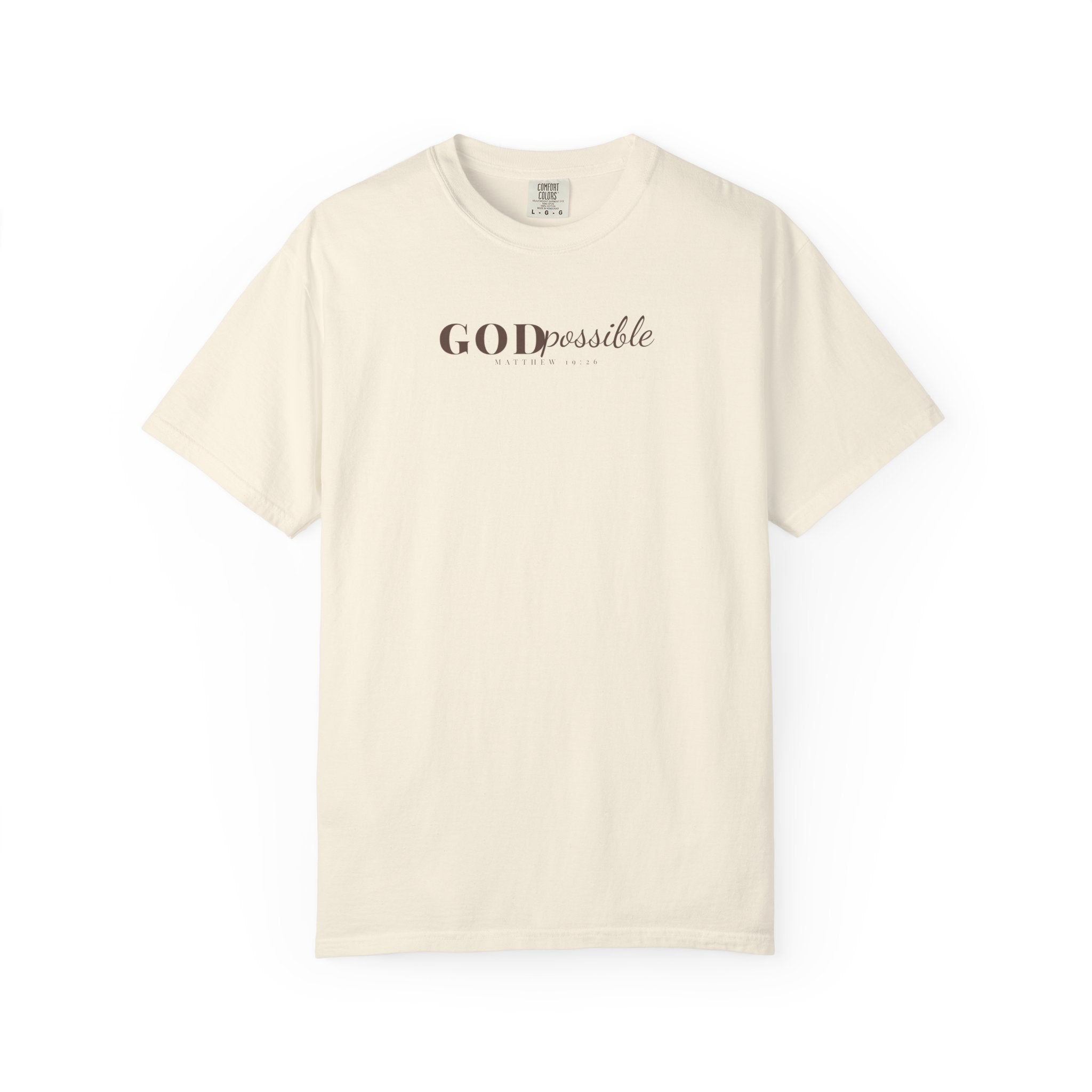 Godpossible Tee – Matthew 19:26 Christian Shirt | Faith Graphic Tee | Comfort Colors T-Shirt